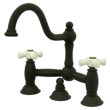 Kingston Brass KS3915PX Restoration Bathroom Bridge Faucet, Oil Rubbed Bronze KS3915PX